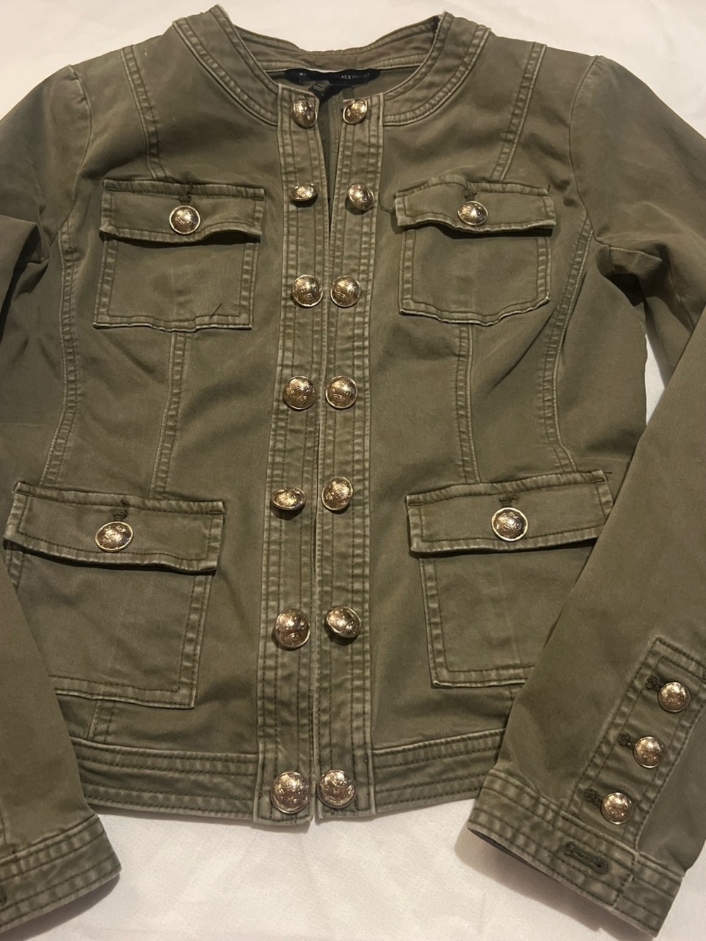 White House Black Market Olive Green Military-Style Utility Jacket
